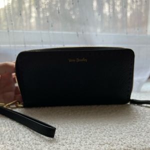 Vera Bradley Black Leather Accordion Wallet with Wristlet